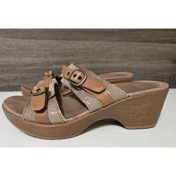 Dansko Womens Size 38 / 8 US Jessie Leather Slide Sandals Comfort Adjustable - Picture 1 of 6